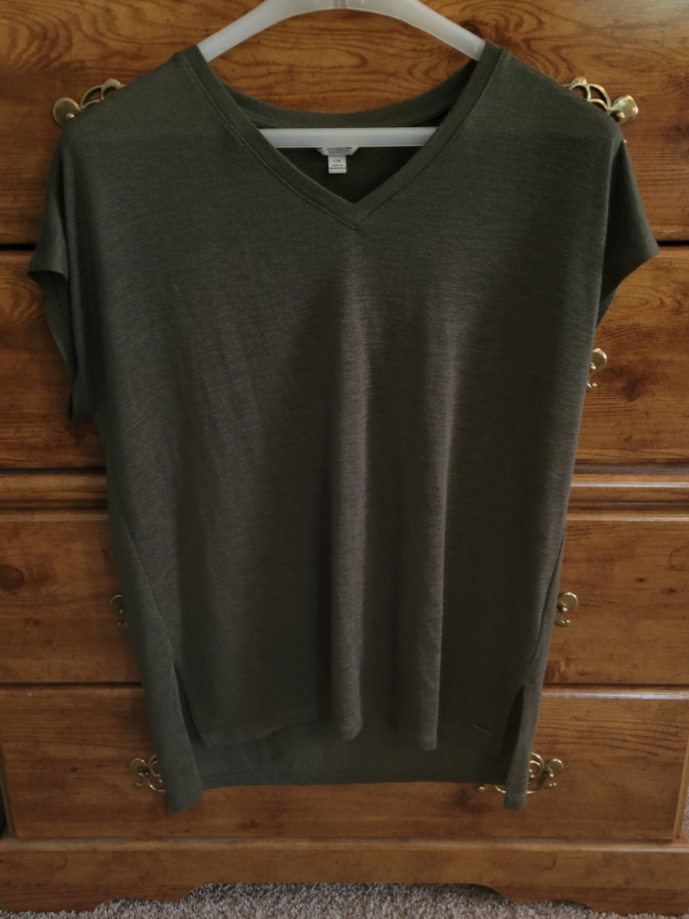 Orvis Olive Green V-Neck Short Sleeve Tunic Size LG